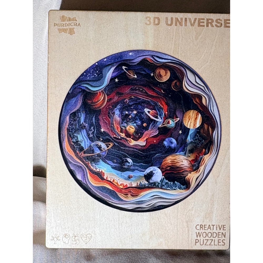 Purdicra 3D Universe Creative Wooden Puzzle 200 Pieces Natural Basswood 11.4in - Picture 3 of 5